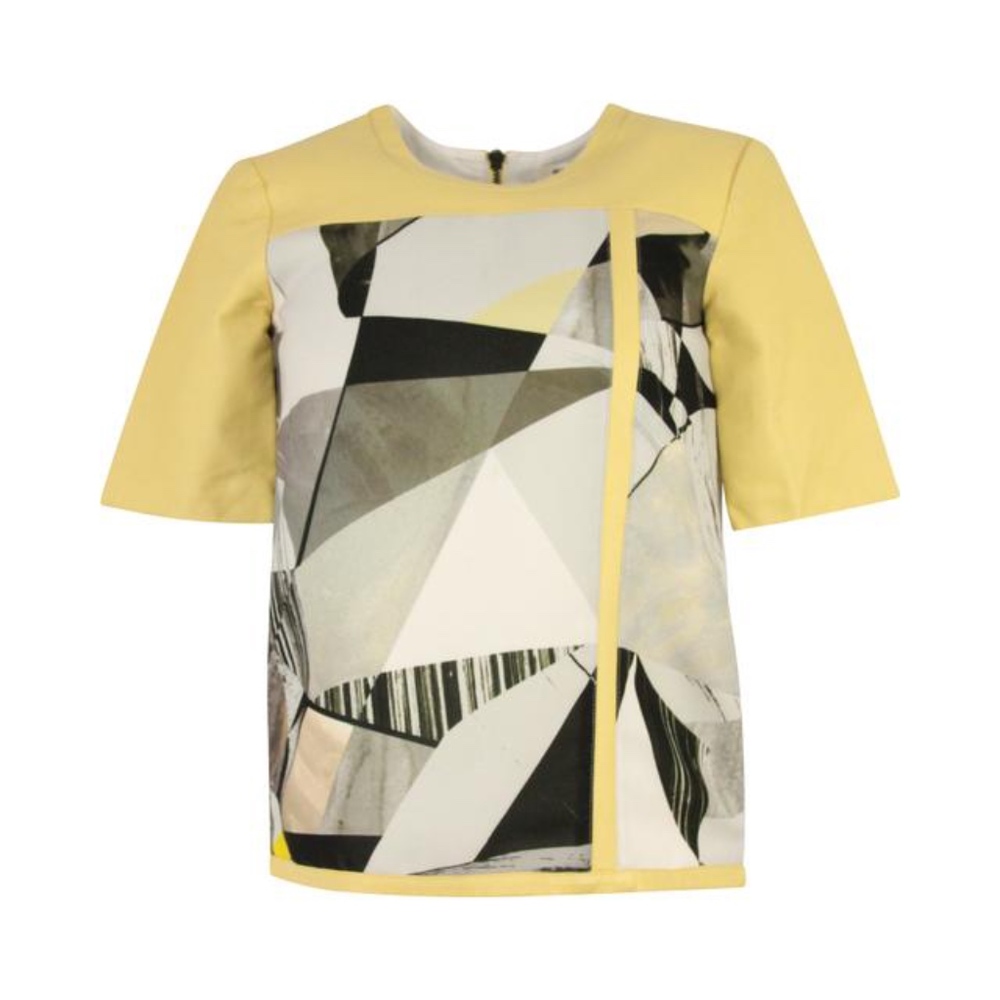 Helmut Lang S Yellow Leather Abstract Top Blouse